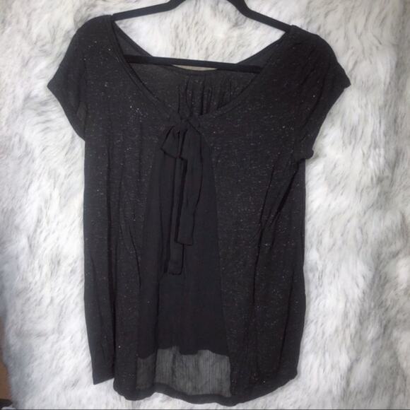 Kische Womens Black Speckled Glitter Scoop Neck Shirt Medium Goth Alt Emo - Picture 6 of 8